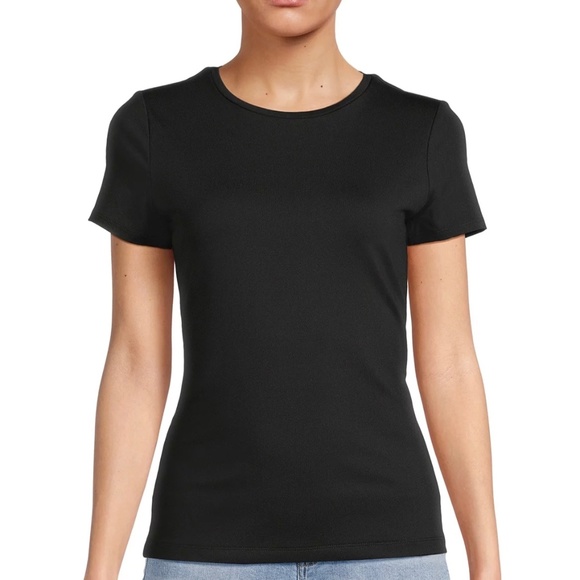 Time and Tru Women's Round Neck Smooth Tee with Short Sleeves - Picture 3 of 3